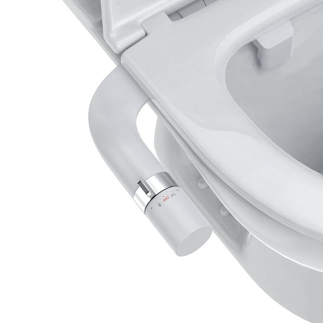 Toilet Bidet Attachment Non-Electric Dual Nozzle – Self-Cleaning Frontal & Rear Wash, Adjustable Water Pressure, Fresh Cold Water Sprayer, Ultra-Slim Easy to Install,Toilet Seat Attachment, Black
