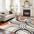 thumbnail image 2 of Boho Geometric Area Rugs 8'x10', Washable Small Throw Rugs for Living Room Patio, Modern Abstract Orange Sun on Linen Indoor Outdoor Rug Non-Slip Low Pile Carpet Runner Reversible Floor Mats, 2 of 8