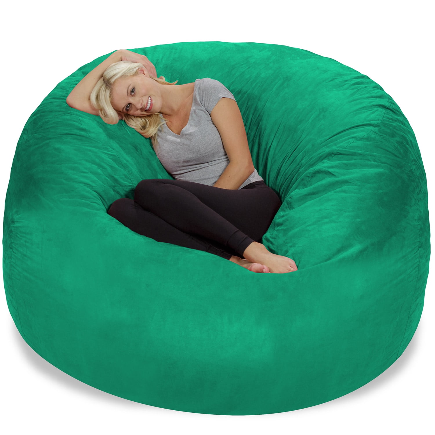 Chill Sack Bean Bag Chair, Memory Foam with Microsuede Cover, Kids, Adults, 6 ft, Tide Pool