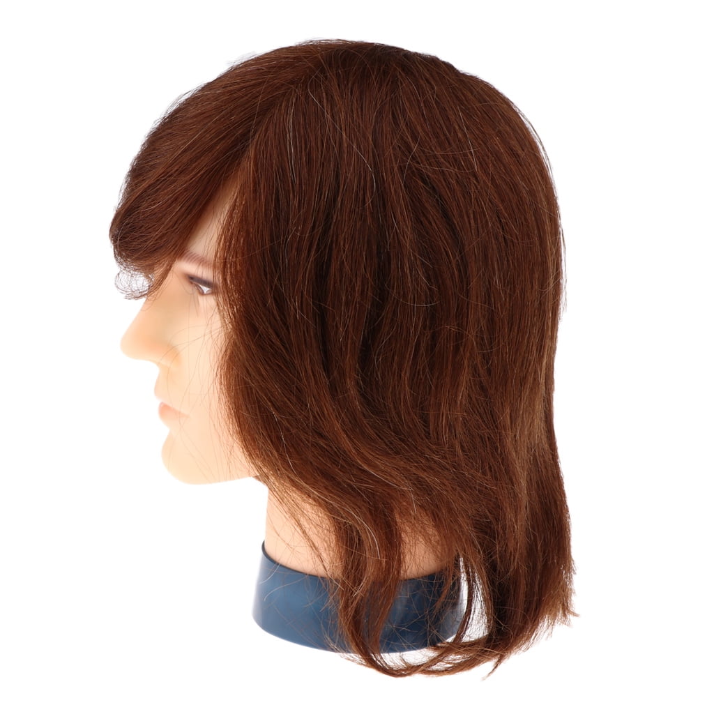10'' Brown Male Head Hair Hairdressing Styling Mannikin