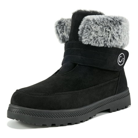 

Womens Winter Ankle Boots Warm Thickened Faux Fur Lined Waterproof Outdoor Booties Hook and Loop Walking Shoes