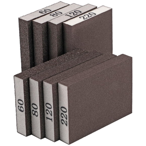 Paquete de 8 esponjas de lijado MOWPOG de grano 60/80/120/220 para madera y metal
