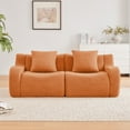 thumbnail image 3 of Soft Teddy Fabric Boneless Sofa with 2 Pillows, No Assembly Required Streamlined Design,Anti-Slip Design 32D High Density Sponge Living Rooms Bedrooms,Orange, 3 of 14