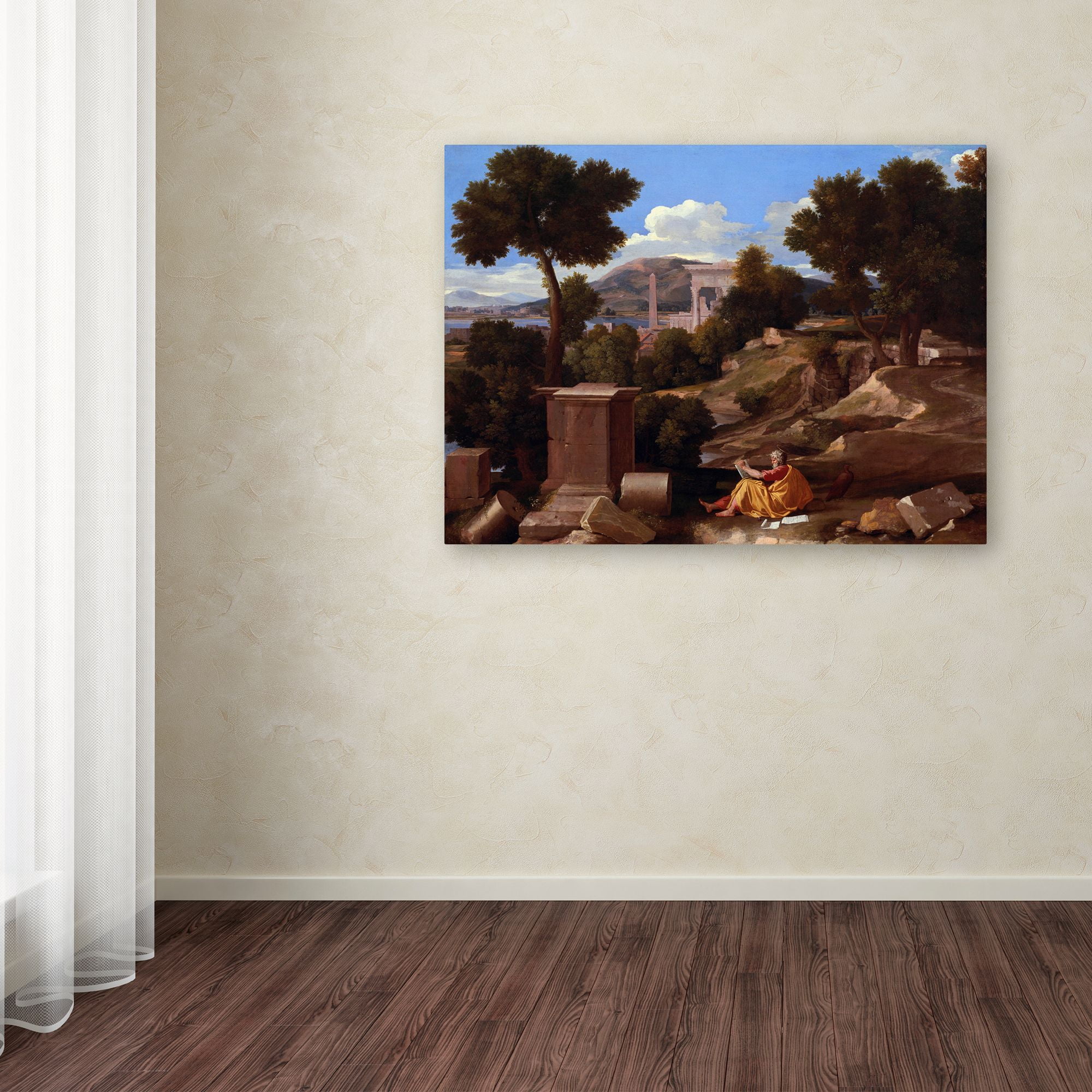 Nicolas Poussin 'Landscape With Saint John On Patmos' Canvas Art