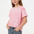thumbnail image 2 of BOVXNPU Girls Short Sleeve T-Shirts Short Sleeve Round Neck T Shirt Kids Casual Summer Tops, 2 of 7
