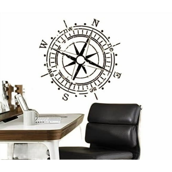 Compass Rose Wall Vinyl Decal Nautical Marine Sea Wall Sticker Home Wall Art Decor Ideas Wall Interior Removable Kids Room Design 5(mrn)