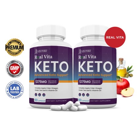 (2 Pack) Real Vita Keto ACV Pills 1275mg Dietary Supplement 120 Capsules