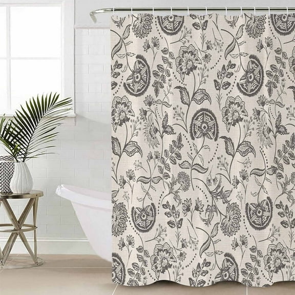Spring Floral Bathroom Curtain 96 Inch Shower Curtain with Hooks, Vintage Summer Botanical Farmhouse Waterproof Polyester Bath Curtain Washable Bathtub Curtain 72''x 96''
