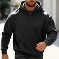 thumbnail image 4 of Fanshiluo Men's Pullover Hoodie Sweatshirt, Solid Color Hooded Top with Button Collar and Kangaroo Pocket,Size XL, 4 of 5