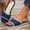 Blue, variant on Women's Espadrille Wedge Heeled Mules, Plus Size Comfortable Open Toe Casual Wedge Sandals for Summer Wear
