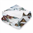 thumbnail image 2 of SPXUBZ Soft Warm Cozy Winter Snow Village Red Roof Cabins Flannel Throw Blanket For Bed Couch Sofa Holiday Decor Gift, 2 of 3