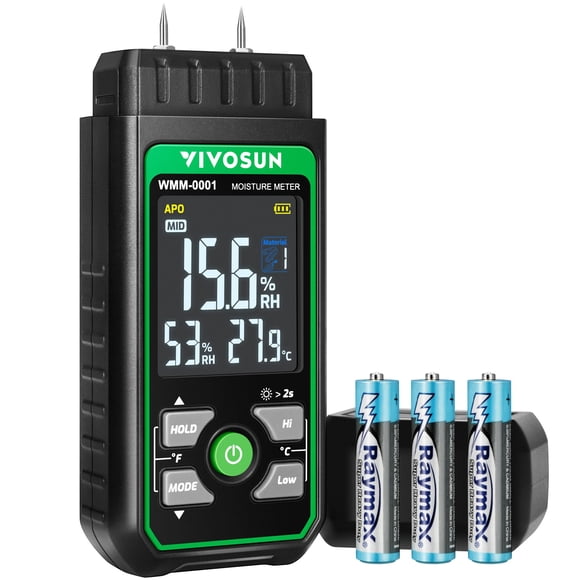Medidor de humedad VIVOSUN Wood Probador digital tipo pin 3 en 1