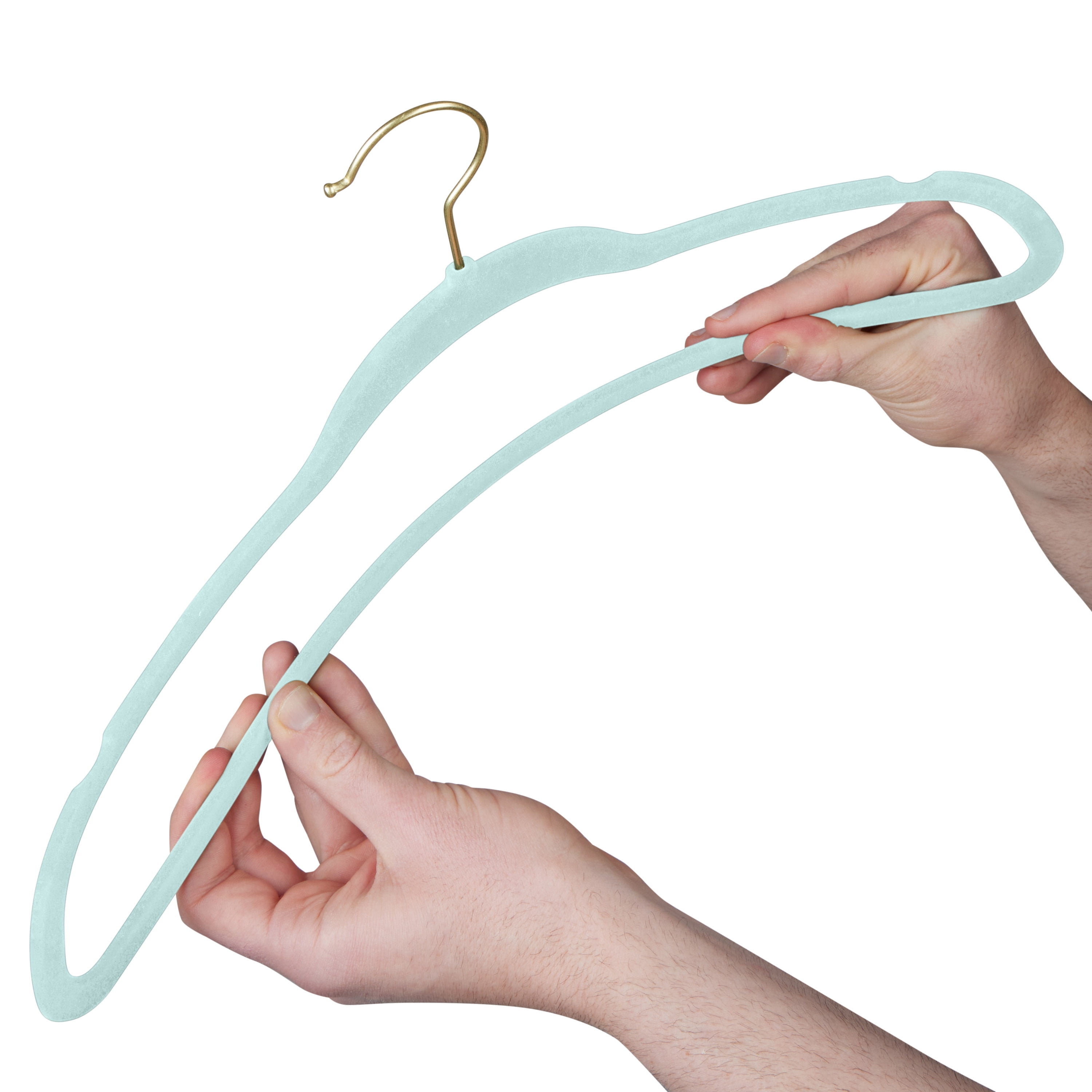 Simplify Adult 10 Pack Super Slim Velvet Hangers with Gold Hook in Pool Blue