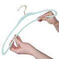 thumbnail image 4 of Simplify Adult 10 Pack Super Slim Velvet Hangers with Gold Hook in Pool Blue, 4 of 4
