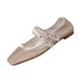 thumbnail image 2 of Aobny Mesh Shoes Women Shoes Casual Shoes Flat Shoes Wedge Wedges Shoe Beige Buckle Water-Resistant Square Toe Comfortable Shoes for Women,Size 42, 2 of 8