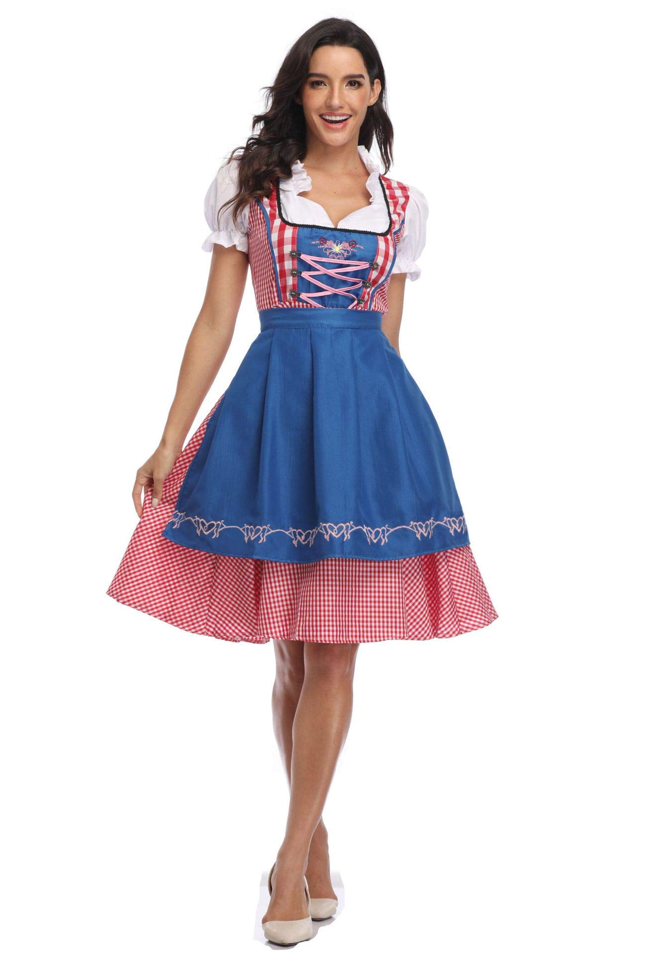 Plasticiteit tafereel Bewonderenswaardig Oktoberfest Dirndl Dress,Women Bavarian Costume,Authentic German Dirndl  Dress,Halloween Fancy Dress - Blue(S) - Walmart.com