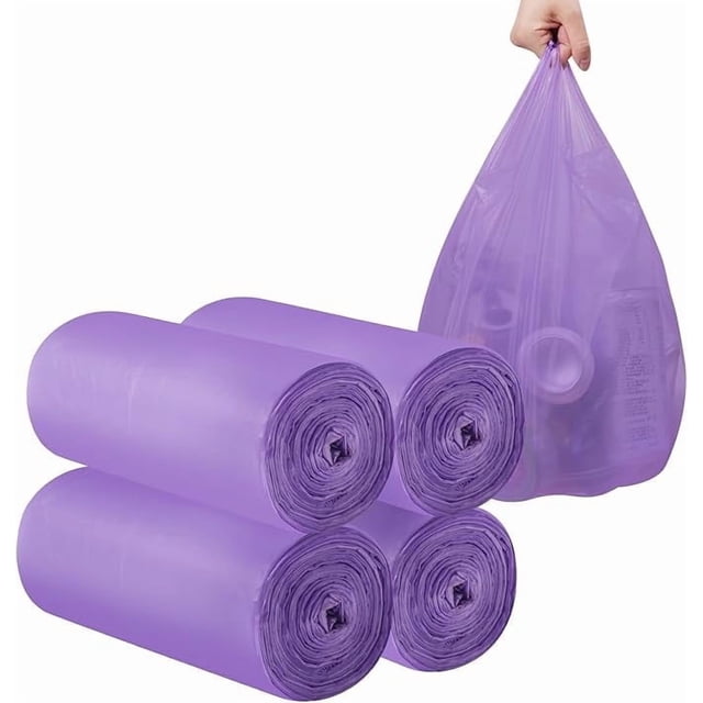 Bolsa de basura de mano de 2-4 galones, 120 bolsas de basura de mano gruesas adecuadas para la oficina, la cocina, el baúl de basura del dormitorio, bolsa de basura sólida (púrpura)