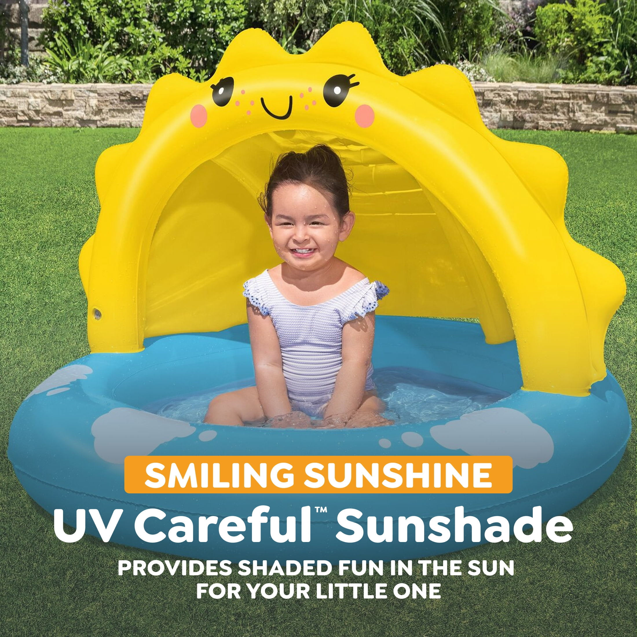 H2OGO! Sunny Days Inflatable Shaded Kiddie Pool 40 in. x 38 in. x 28 in.