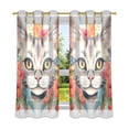 thumbnail image 2 of Cat Head Flowers Blackout Curtains Thermal Insulation 63 inch Grommet for Bedroom Living Room Bathroom Kitchen Windows 2 Pack, 2 of 6