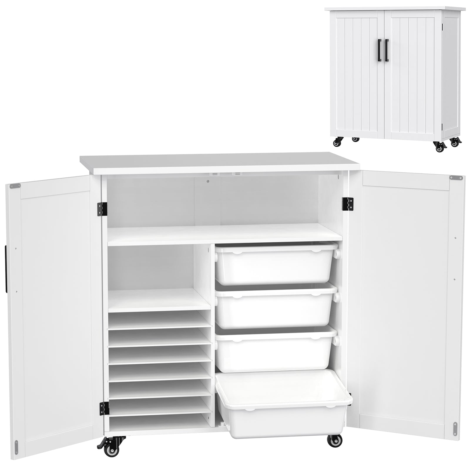 GDLF Craft Cart Compatible with Cricut Machine, Rolling Cricut Cabinet with Storage 31.6"W x 15.8"D x 34.9"H