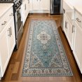 thumbnail image 1 of Lahome Floral Medallion Area Rug - 2x4.3 Hallway Rug Runner Kitchen Sink Mat Turkish Faux Wool Non-Slip Washable Low-Pile Carpet for Indoor Laundry Bedroom Entrance Bathroom, Sky/Baby Blue, 1 of 8