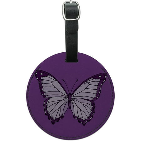 Leather Italian Genuine Luggage Set - Graphics and More Purple Butterfly Round Leather Luggage ID Tag Suitcase Carry-On
