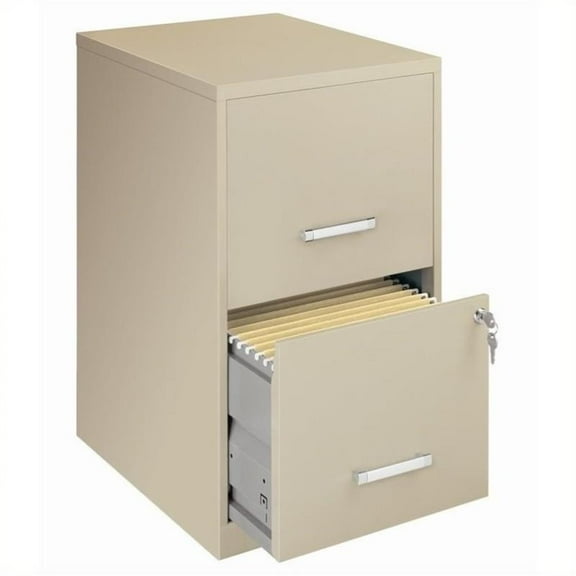 Scranton & Co 18" 2-Drawer Contemporary Metal File Cabinet in Beige/Putty