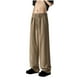 thumbnail image 4 of Puntoco Pantalones casuales largos para hombre, pantalones cargo rectos con bolsillos y cordón con estampado de empalmes para hombre, 4 of 5