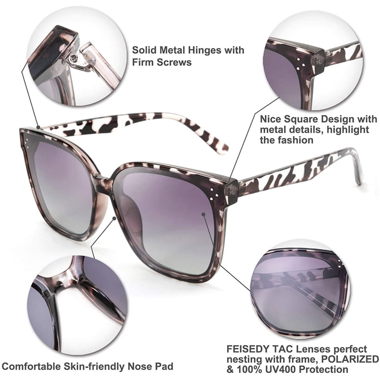 FEISEDY Retro Square Polarized Sunglasses Women Men  display picture 1