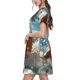 thumbnail image 2 of Easygdp Fresh Coconut Splash para Vestido Transpirable de Mujer, Vestido Suelto de Manga Corta con Pliegues y Bolsillos para el Verano, 2 of 6