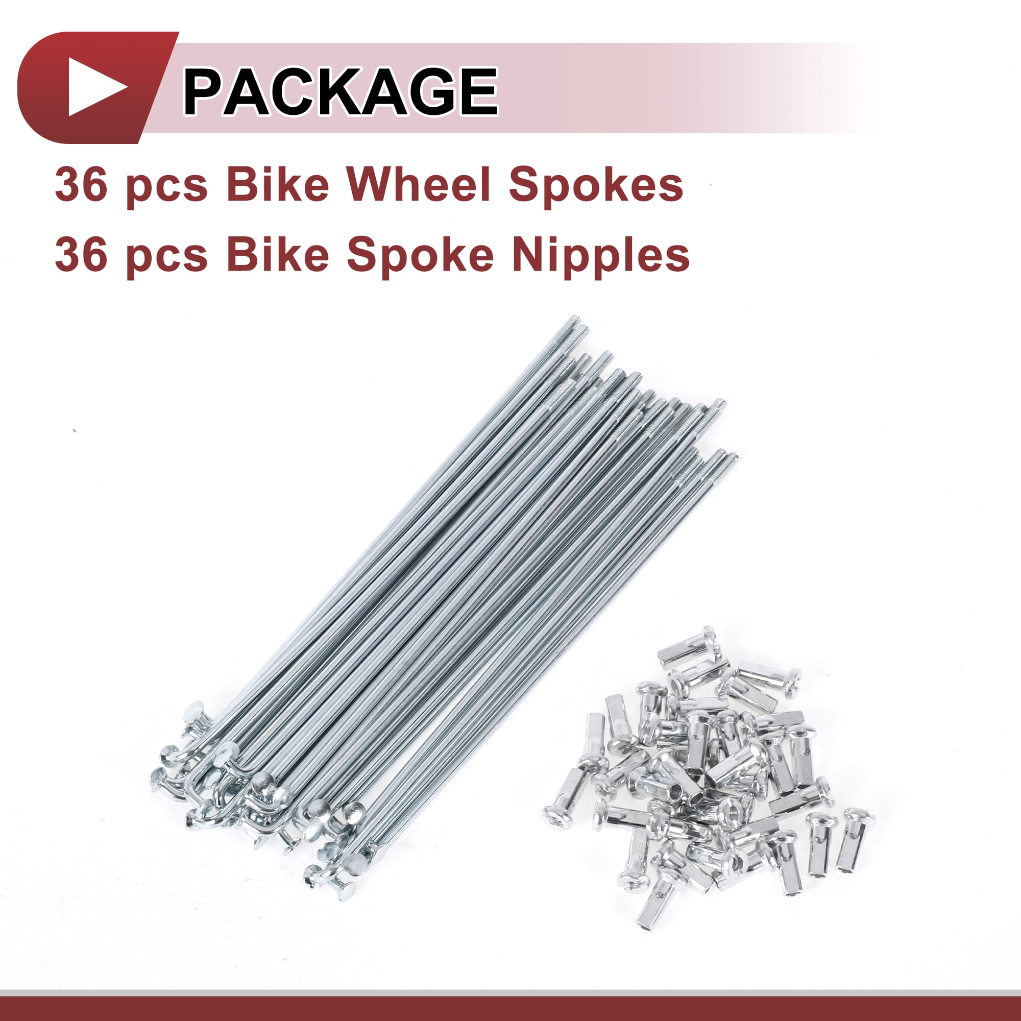 Unique Bargains 36Pcs 12G J Bend Bike Wheel Spokes 45 Steel Galvanized Silver 5"