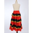 thumbnail image 3 of Jhaoyu Kids Girls Spanish Bull Dance Skirt Belly Dance Skirts Big Swing Flamenco Gypsy Dancer Red&Black 166-175, 3 of 7