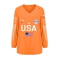 thumbnail image 4 of WHEANG Women's USA 250th Anniversary Shirt 1776-2026 Patriotic V Neck Long Sleeve Tee American Flag Graphic Tops Fashion Summer Comfortable Tee Color Orange Size XXL, 4 of 4