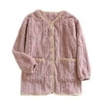 thumbnail image 2 of FDGIU Women's Fleece Pajama Jacket‌, Oversized V-Neck Cardigan Coat with Pockets, Cozy Winter Sleepwear & Loungewear, 2 of 7