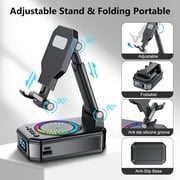 Wireless Bluetooth 5.4 speaker, 4-in-1 Cell Phone Stand with Bluetooth Speaker, RGB Lights Non-Slip Base 3000mAh Battery, Compatible with Iphone/Android/Ipad, Gifts for Men Women