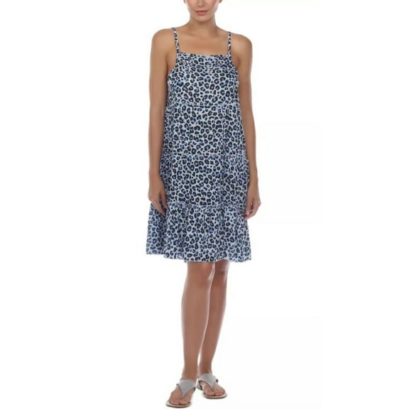 Raviya BLUE ANIMAL Printed Spaghetti-Strap Swim Cover-up Dress, US Large