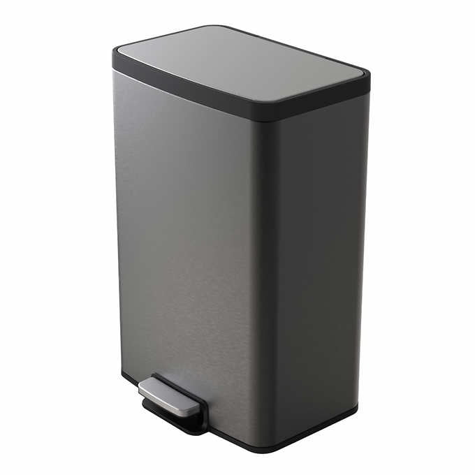 Kohler 47L Step Trash Bin, Black Stainless Steel
