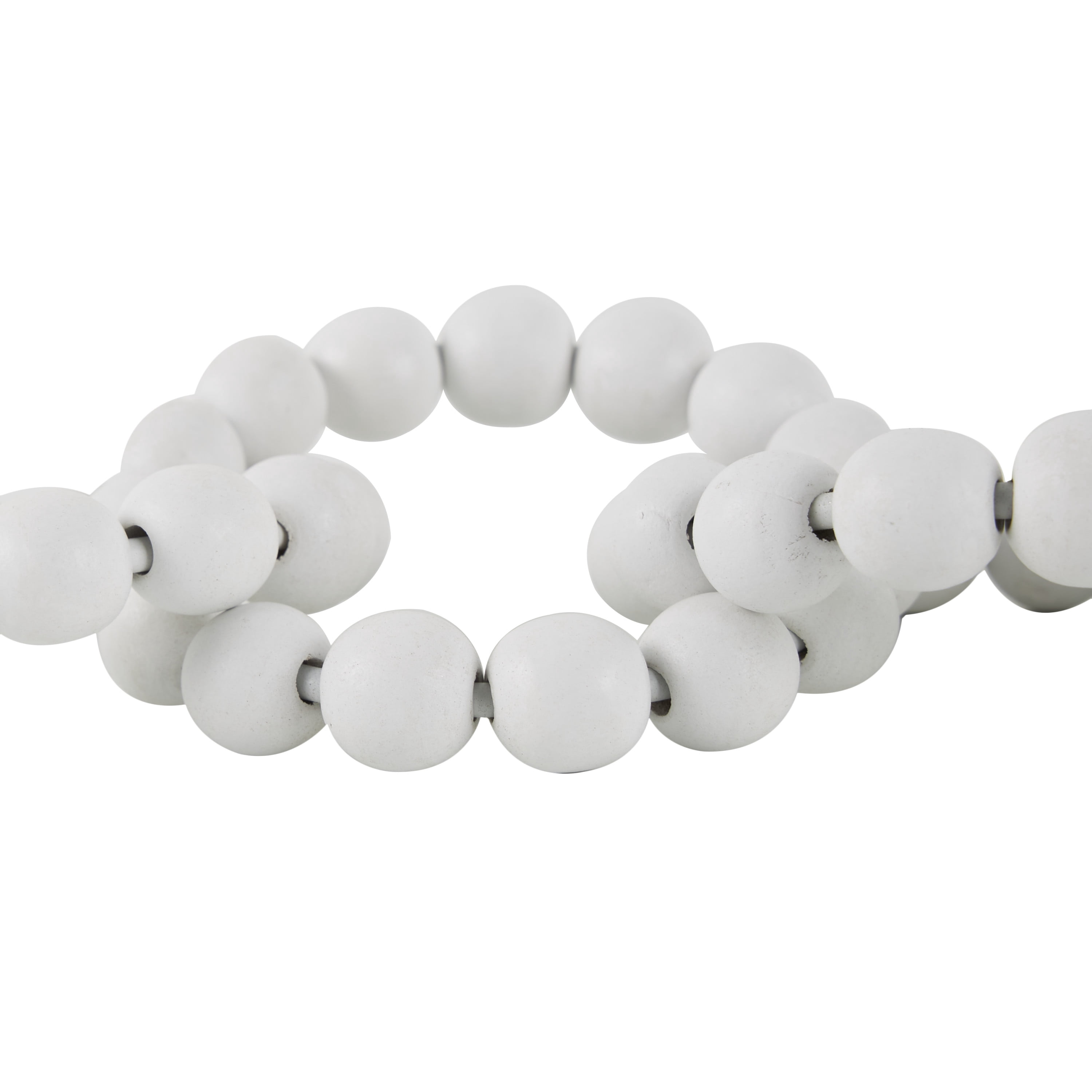20" x 2" White Wood Beaded 7 Link Chain Sculpture, by DecMode