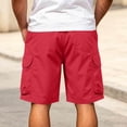 thumbnail image 4 of Riecok Men Cargo Shorts with Pockets Elastic Waist Drawstring Quick Dry Workout Shorts Solid Summer Hiking Clothes, 4 of 9