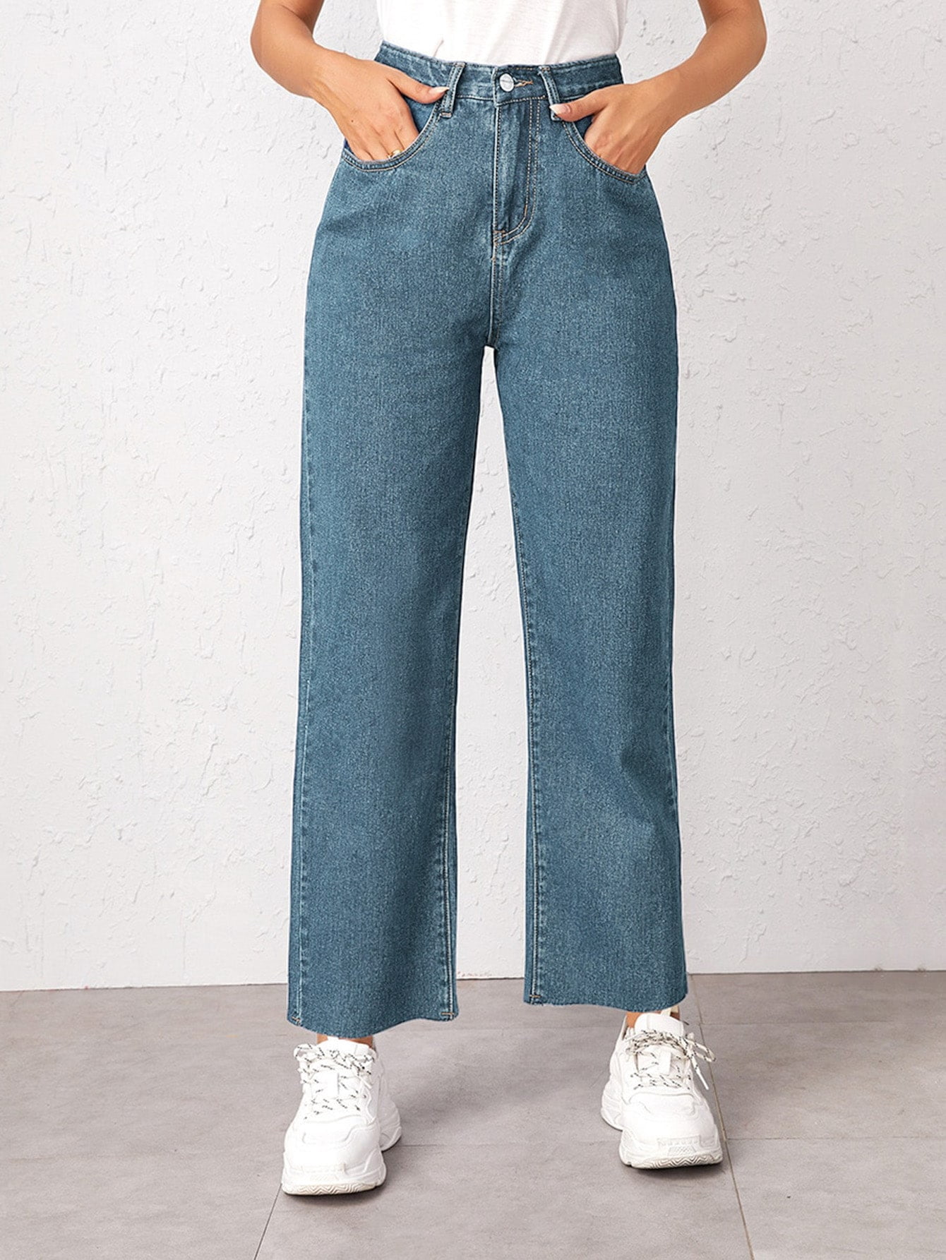 Bleach Wash High Rise Baggy Jeans 