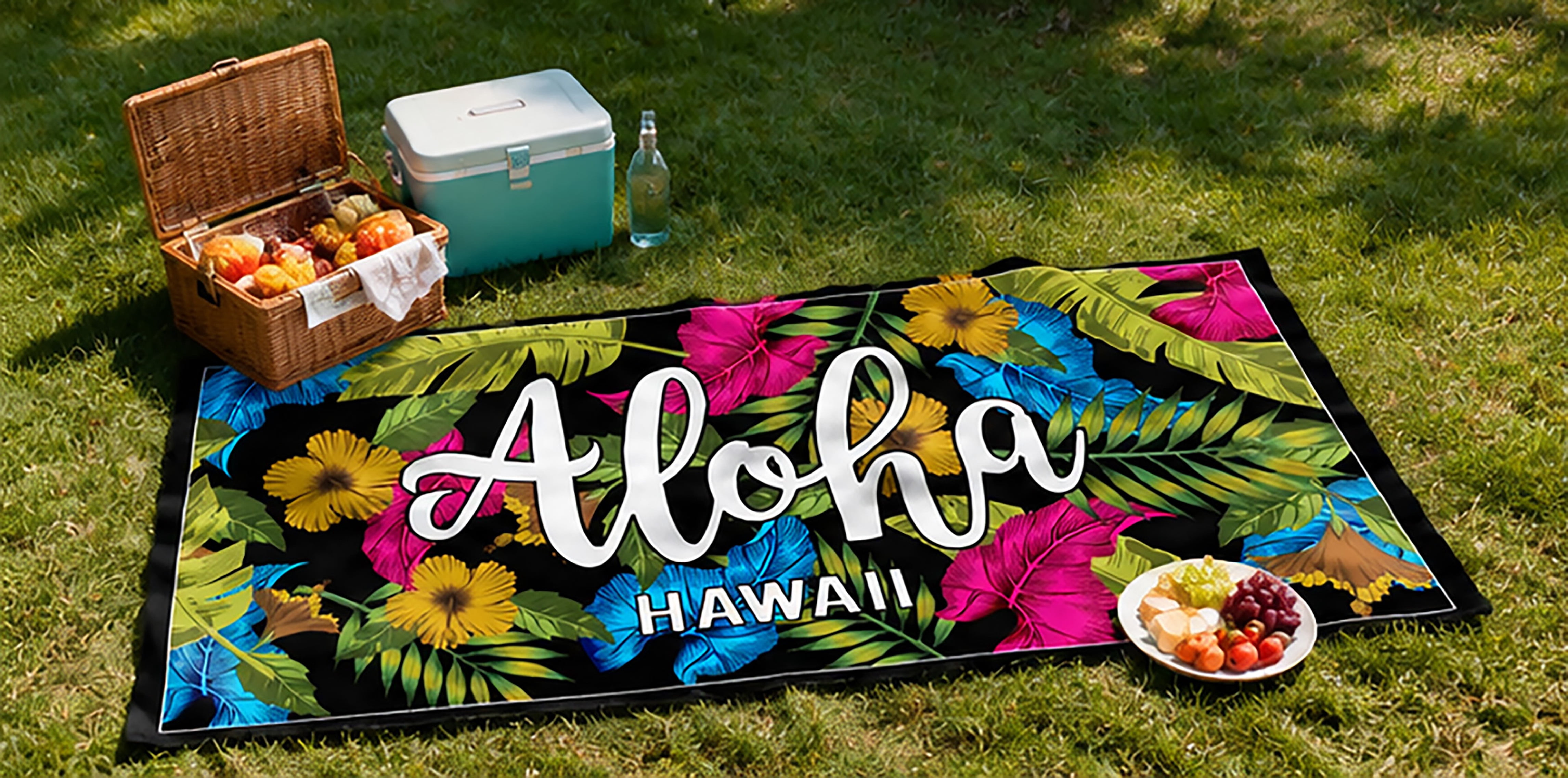 Hawaiian Beach Towel with Tropical Leaves Quick Dry Design