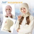 thumbnail image 7 of 3 in 1 Beanie Hat with Scarf and Mask, Women Outdoors Windproof Scarf Hat, Winter Fleece Ski Balaclava, 7 of 7