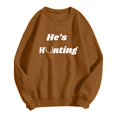 thumbnail image 4 of zaveiop Hes Hunting Sweatshirt for Women Vintage He's Hunting Season Sweatshirt Crewneck Letter Graphic Hoodie Casual Pullover Tops (Z-Coffee, S), 4 of 5