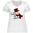 thumbnail image 3 of Inktastic Baby It's Cold Outside Cute Snowman in Plaid Print Women's Plus Size T-Shirt, 3 of 5