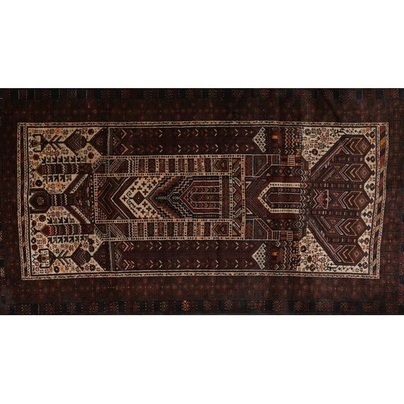 Ahgly Company Machine Washable Indoor Rectangle Traditional Black Brown Area Rugs, 4' x 6'