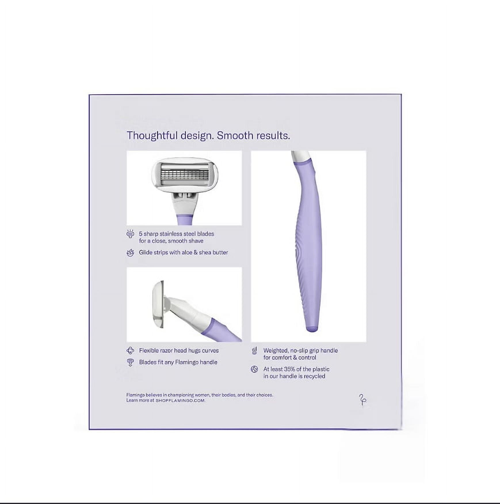 Flamingo Women's Razor Shaving Kit, 1 Handle, 11 Razor Blade Refills, 1 Shower Holder - Lilac