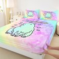thumbnail image 3 of Manfei Animal Capybara 4-Piece Full Size Sheets,Cartoon Wildlife Bed Sheets,Gradient Ombre Lightweight Sheet Sets,Breathable Kawaii Room Decoration, 3 of 7