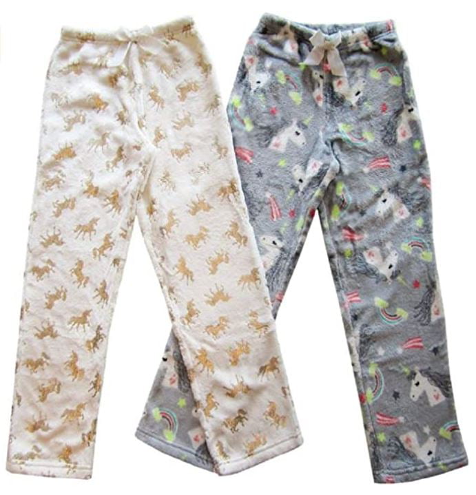 Membermark - Girls Plush Sleep Pajama Pants Minky Soft Fleece Bottoms Pant  Unicorn 2 Pairs White and Gray 6/6X - Walmart.com - Walmart.com