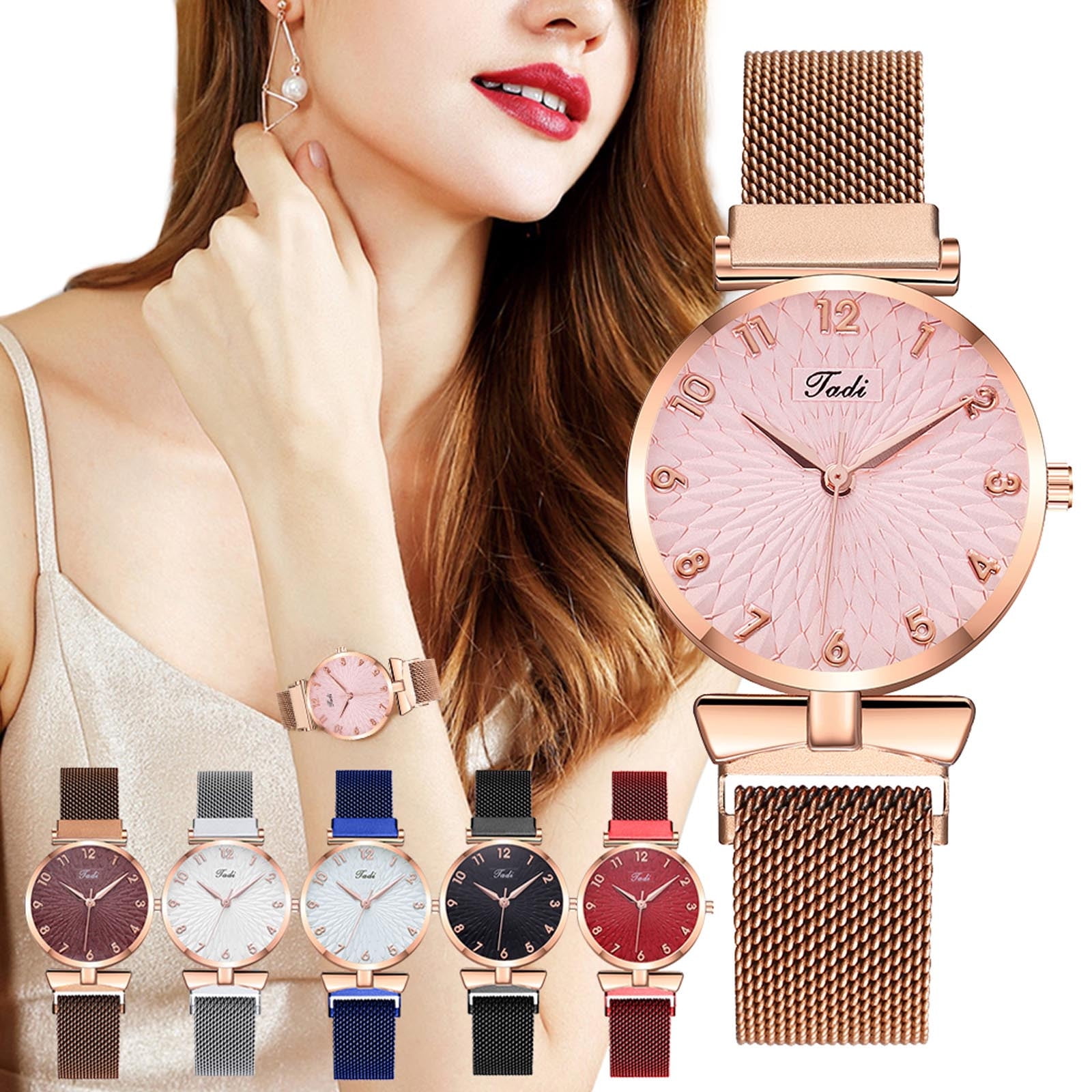 Discount Bonanza Analog Watch Women GADI T24 Ladies Stainless Steel Steel Watch Strap Ladies Watch Cheap Watches for Women PU Akmoler Walmart