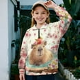 thumbnail image 2 of Uourmeti Flower Funny Capybara Pattern Kids Christmas Hoodies Half Zipper Sweatshirt Pullover Sweatshirts Festive Holiday Wear for Party Celebration Gift Size 9-10, 2 of 7